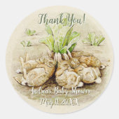 Peter de Konijn Tuin Baby shower Dank u Ronde Sticker (Voorkant)