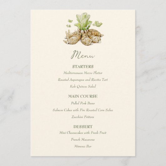 Peter de Konijn Tuin Baby shower Menu (Voorkant)