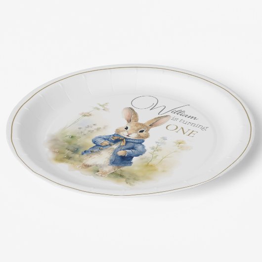 Peter de Konijn Waterverf Verjaardag Papieren Bordje (Gekanteld)