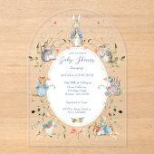 Peter de Konijn Wildflower Baby shower Acryl Acryl Uitnodigingen (Voorkant)