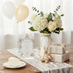Peter de Konijn Wildflower Baby shower Acryl Acryl Uitnodigingen