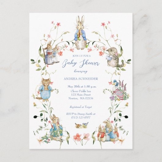 Peter de Konijn Wildflower Baby shower Briefkaart (Voorkant)