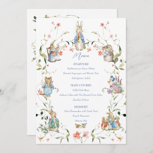 Peter de Konijn Wildflower Baby shower Menu (Voorkant / Achterkant)