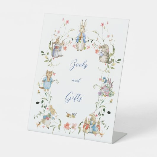 Peter de Konijn Wildflower Baby shower Reclamebord Met Voetstuk (Voorkant)