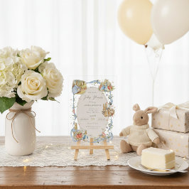 Peter de Konijn Wildflower Ribbon Baby shower Acryl Uitnodigingen