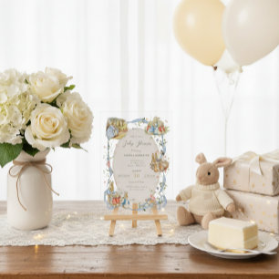 Peter de Konijn Wildflower Ribbon Baby shower Acryl Uitnodigingen