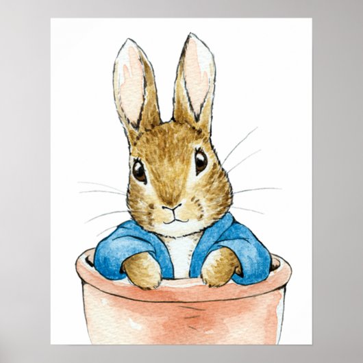 Peter de Konijn zit in een plantenpot Poster (Voorkant)