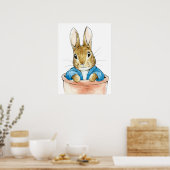 Peter de Konijn zittend in een plantenpot Poster (Keuken)