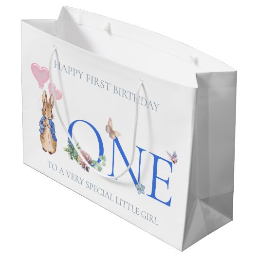 Peter de konijnenballonnen 1e Verjaardag Groot Cadeauzakje (Achterkant Gekanteld)