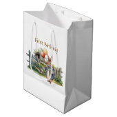 Peter de konijnenballonnen Eerste Verjaardag Medium Cadeauzakje (Voorkant Gekanteld)