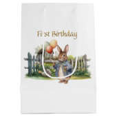 Peter de konijnenballonnen Eerste Verjaardag Medium Cadeauzakje (Achterkant)