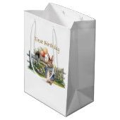 Peter de konijnenballonnen Eerste Verjaardag Medium Cadeauzakje (Achterkant Gekanteld)