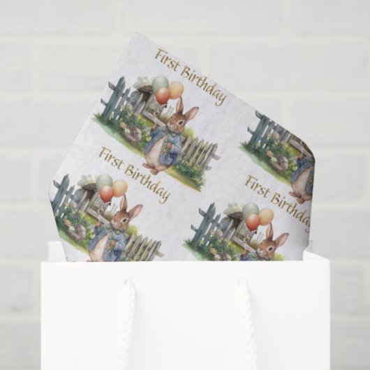 Peter de konijnenballonnen Eerste Verjaardag Tissuepapier (Cadeauzakje)