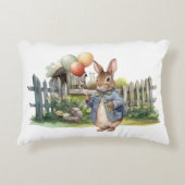 Peter de konijnenblauwe jas met ballonnen accent kussen (Voorkant)