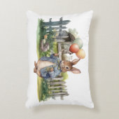 Peter de konijnenblauwe jas met ballonnen accent kussen (Voorkant(Verticaal))