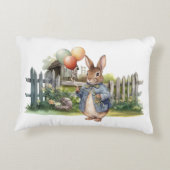 Peter de konijnenblauwe jas met ballonnen accent kussen (Achterkant)