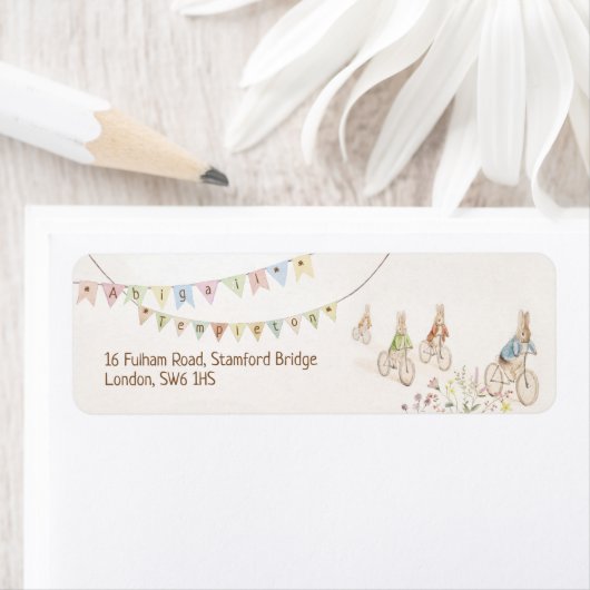 Peter de Konijnenkonijn Genderneutraal Baby shower Etiket (Insitu)