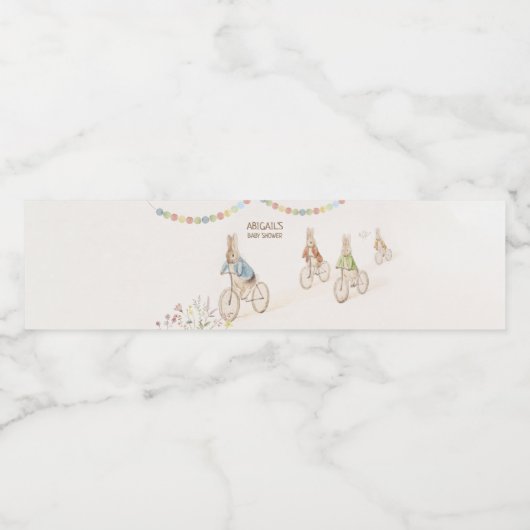 Peter de Konijnenkonijn Genderneutraal Baby shower Waterfles Etiket (Enkel label)