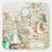 Peter de Konijnentuin Verjaardag Vierkante Sticker (Voorkant)