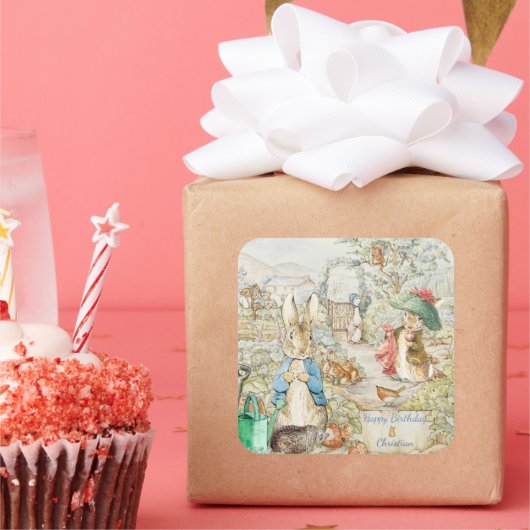 Peter de Konijnentuin Verjaardag Vierkante Sticker (Feest)