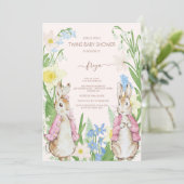 Peter de Konijnentweeling Bloeit Roze Baby shower Kaart (Staand voorkant)