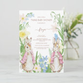 Peter de Konijnentweeling Bloeit Roze Baby shower Kaart (Staand voorkant)