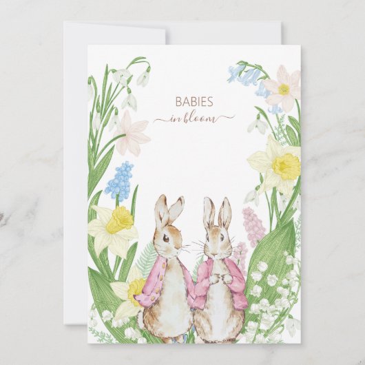 Peter de Konijnentweeling Bloeit Roze Baby shower Kaart (Achterkant)