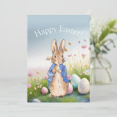Peter de paashaas Gelukkig Pasen Feestdagenkaart (Staand voorkant)