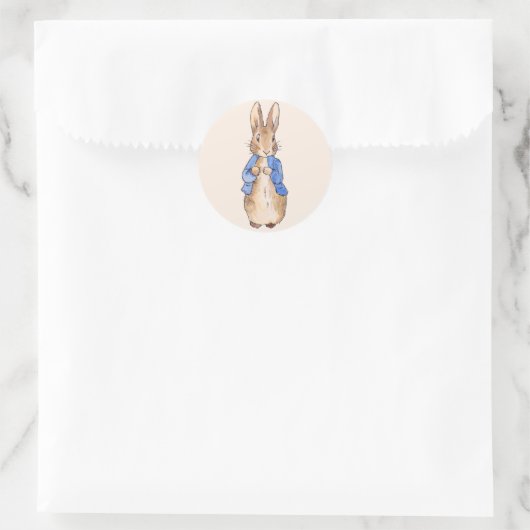 Peter de Rabbit Beige background Ronde Sticker (Tas)