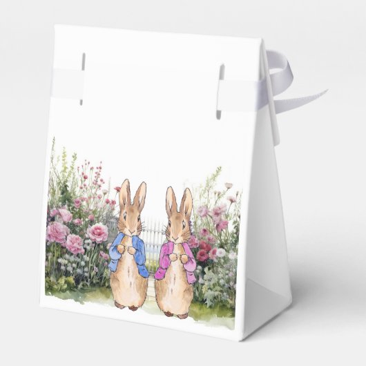 Peter en Flopsy in hun bloementuin Bedankdoosjes (Achterkant)