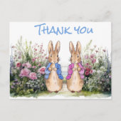 Peter en Flopsy in hun tuin Briefkaart (Voorkant)