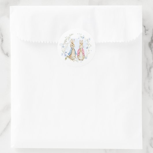 Peter en Flopsy Konijn Broers en Zussen Partij Ronde Sticker (Tas)