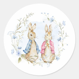 Peter en Flopsy Konijn Broers en Zussen Partij Ronde Sticker