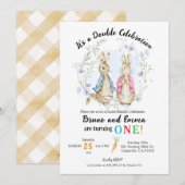 Peter en Flopsy Konijn Broers en Zussen Verjaardag Kaart (Voorkant / Achterkant)