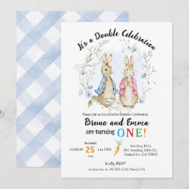 Peter en Flopsy Konijn Broers en Zussen Verjaardag Kaart