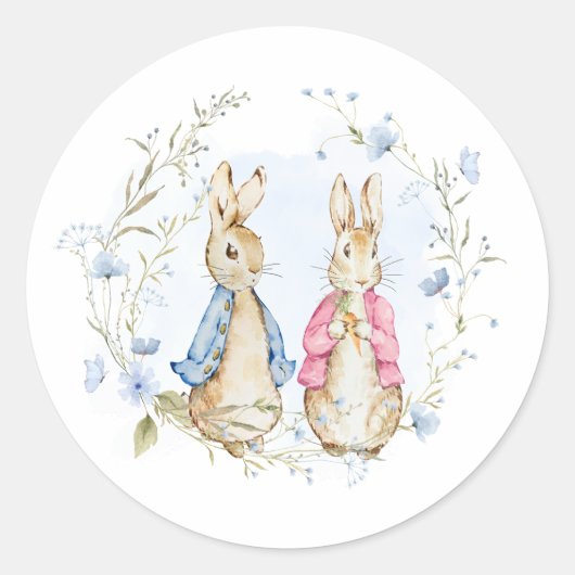 Peter en Flopsy Witte Sticker Label (Voorkant)