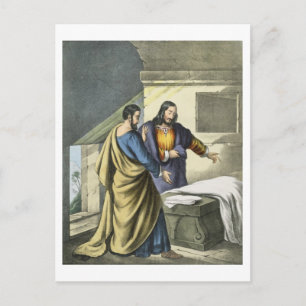 Peter en John aan de Sepulcher, van een bijbeltje Briefkaart