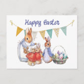 Peter en Josephine Bunny Easter Eggs Feestdagenkaart (Voorkant)