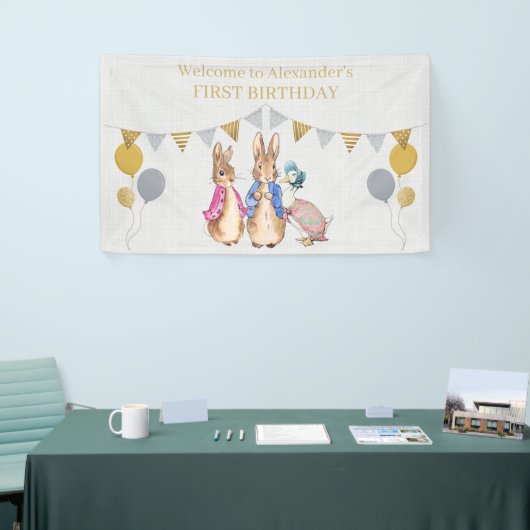 Peter het konijn 1e Verjaardag banner (Beurs)