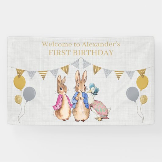 Peter het konijn 1e Verjaardag banner (Horizontaal)