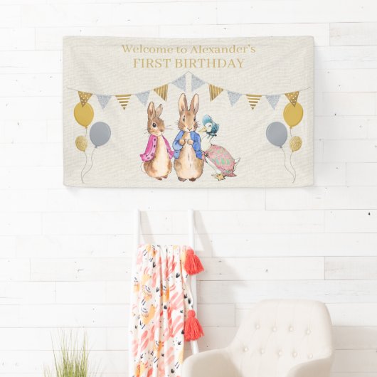 Peter het konijn 1e Verjaardag banner (Insitu)