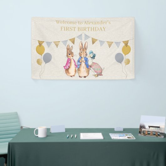 Peter het konijn 1e Verjaardag banner (Beurs)