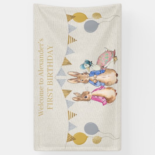 Peter het konijn 1e Verjaardag banner (Verticaal)