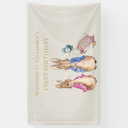 Peter het konijn 1e Verjaardag banner (Verticaal)