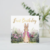 Peter het konijn 1e Verjaardag Kaart (Staand voorkant)