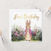 Peter het konijn 1e Verjaardag Kaart (Voorkant / Achterkant in situ)