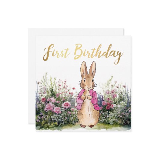 Peter het konijn 1e Verjaardag Kaart (Voorkant / Achterkant in situ)