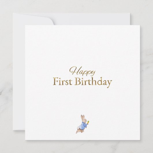 Peter het konijn 1e Verjaardag Kaart (Achterkant)