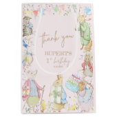 Peter het konijn 1e verjaardag meisje roze medium cadeauzakje (Voorkant)