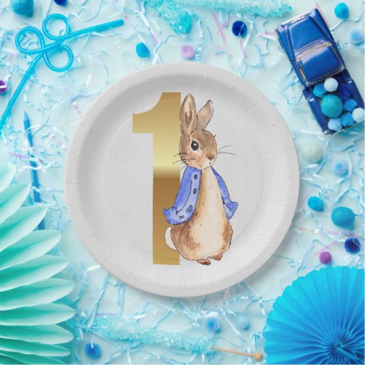 Peter het konijn 1e verjaardag papieren bordje (Feest)